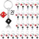 Sureio 24 Pcs Casino Night Keychains Party Favors Black White Red Souvenirs Poker Party Game Casino Night for Birthday Supplies