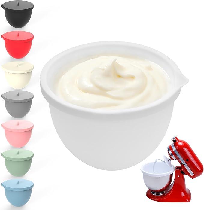 MGVK 5 Qt TiltHead silicone liners for kitchenaid stand mixer, Silicone Bowl Liners with Lids, Kitchen Aid Accessories and Attachments for Baking and Cooking (3pcs Green+Blue+White)