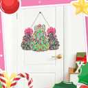 3 x Thyle Christmas Door Sign Pink Christmas Tree Welcome Wreath Sign Decorations with Bows Wall Decor Wooden Front Door Hanger Xmas Decorations Indoor for Farmhouse Home Outdoor Porch Window Decor