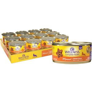 Wellness Complete Health Minced Adult Wet Cat Food, Natural, Protein-Rich, Grain Free, 5.5 Ounce, 24 Pack, (Chicken Entre)