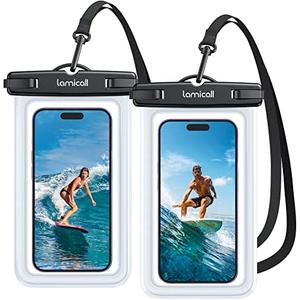 Lamicall Waterproof Phone Pouch Case - [2 Pack][Easy Lock & Heavy Duty] IPX8 Water Proof Cell Phone Dry Bag for Beach, Protector for iPhone 17 16 15 14 13 12 11 Pro Max Plus Air, Galaxy S25 S24, 4-7"