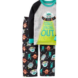 Simple Joys by Carter's Boys' Toddler 4-Piece Pajama Set (Cotton Top & Fleece Bottom), Aqua Blue Trucks/Black Dinosuar/Cobalt Blue/Grey Construction, 4T