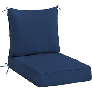 Sundale Outdoor Olefin Deep Seat Cushion, Patio Chair Cushion and Pillow, Water-Resistant Sectional Sofa Pad with Straps Dark Blue, 24 x 24 x 4 Inches
