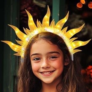 DRESBE Light Up Sun Headbands LED Fire Halo Headband Flame Glow Party Rave Hair Accessories for Girls