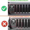 Grille Grill Inserts & Headlight Cover for 2018-2022 Jeep Wrangler JL Sport & Sport S ONLY (Pink)