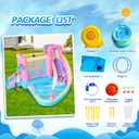 Inflatable Water Slide for Kids, Bounce House with Slide, Pool, Water Cannon, Climbing Wall, Blower Included, Outdoor Summer Fun for Kids, 141x138x78 Inches, Pink