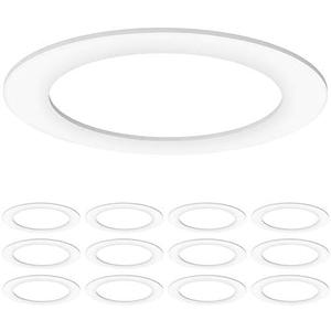 Sunco 12 Pack Goof Rings for 6 Inch Recessed Lights, Flush Mount White Can Light Trim Ring Cover, Outer Diameter 8.6 Inch, Inner Diameter 6.2 Inch, Paintable Surface, Matte Finish.