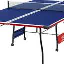 JOOLA Indoor 15mm Ping Pong Table with Quick Clamp Ping Pong Net Set - Single Player Playback Mode - Regulation Size Table Tennis Table - Compact Storage Ping Pong Table (Americana)
