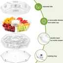IVYHOME Ice Serving Lazy Susan, Chilled Food Containers with 4 Removable Dishes and Smooth Rotating Tray, Condiment Server with Separate Lids, for Bar Accessories, Fruit, Salad, Taco, Party Garnish