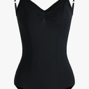 HROYL Women's Camisole Ballet Dance Leotard with Adjustable Straps Classic Sleeveless Dancewear,C11-Pitch Black, L