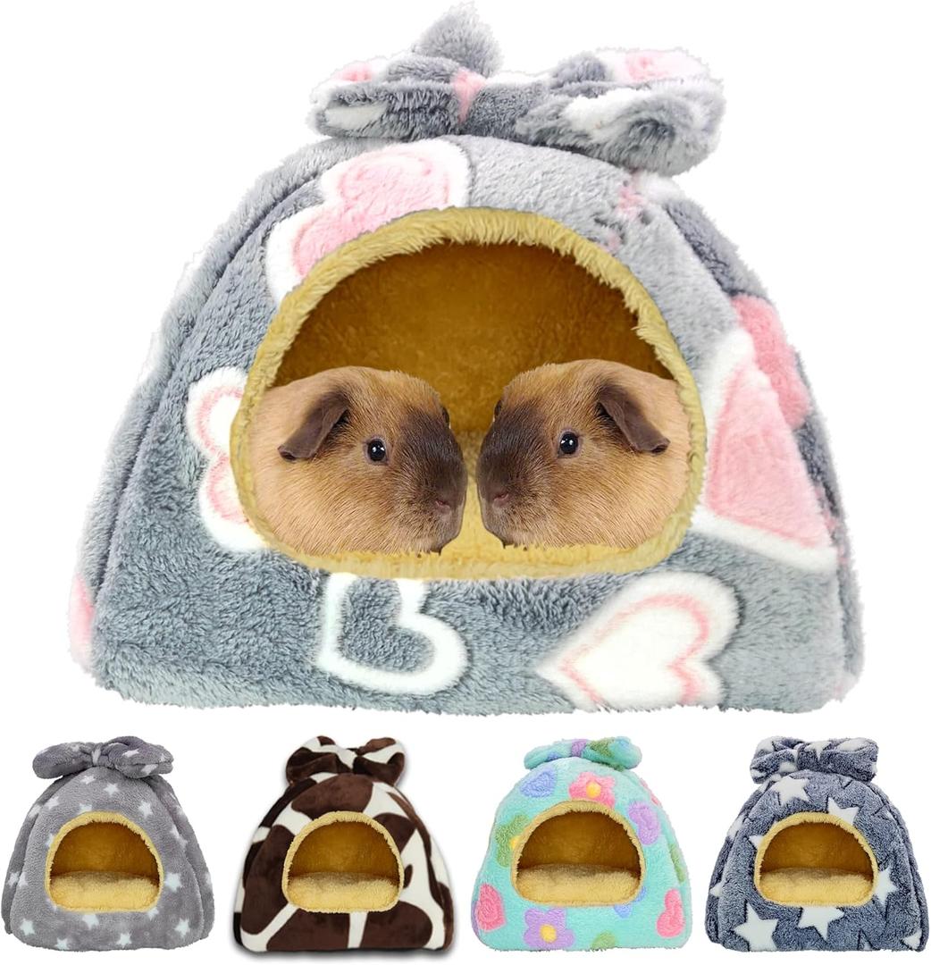Guinea Pig Bed, Guinea Pig Warm Hideout House Accessories Cozy Bed for Small Animals Hamsters Chinchillas Dwarf Bunnies Hedgehogs. L, Grey heart (L-12" x 12")