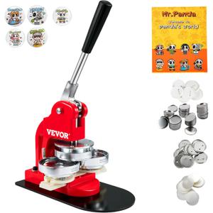 VEVOR Button Maker Machine 2.25in 58mm Button Badge Maker Punch Press Machine with 500 Pcs Circle Button Parts and Circle Cutter (58MM 500P)