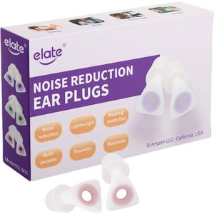 Elate Fashionable Customizable Silicone Ear Plugs with 3 Interchangeable Color Rings - Stylish Hearing Protection for Sleep, Study, Travel, Autism, ADHD, Concerts & Swimming - White