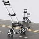 Heavy Duty 6-Wheel Stair Climbing Cart - 300lb Capacity Folding Hand Truck, All-Terrain Aluminum Trolley w/Adjustable Handle - Perfect for Groceries, Deliveries, Apartments (300LB | 2  Bungee Cords, 64" Tpr Wheels)
