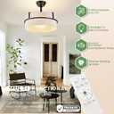 Boho Fandelier Ceiling Fan with Light and Remote, Black Finish & White Handwoven Rattan, LBlack Finish White Handwoven Rattan,and 1/2/4h Timer Chandelier 6 Speeds Reversible Quiet Fan for Bedroom Living Room, Medium