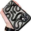 Compatible for iPhone 12 Case with Bling Camera Lens Protector Cute Fashion Luruxy Black Snake 3D Pattern Slim Shockproof iPhone 12 Case for Women Girls Men Boys