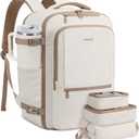 LOVEVOOK Travel Backpack for Women & Men, 40L Large Carry On Backpack Airline Approved, TSA Personal Item Weekender Bag, Water Resistant Laptop Backpack with 3 Packing Cubes for Travel Essentials (18 Inch, Beige)