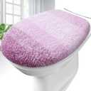 OLANLY Soft Microfiber Bathroom Toilet Lid Cover, Machine Washable Covers, 17.5x15, Stays in Place Rubber Backing, Fits Most Round, Elongated and Oblong Lids, Accessories Decor, Purple