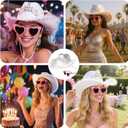 Wildarms Sparkle Cowgirl Hat With Sunglasses - 80s Retro Cowboy Costume Accessories for Women Girls Christmas gifts (Medium)