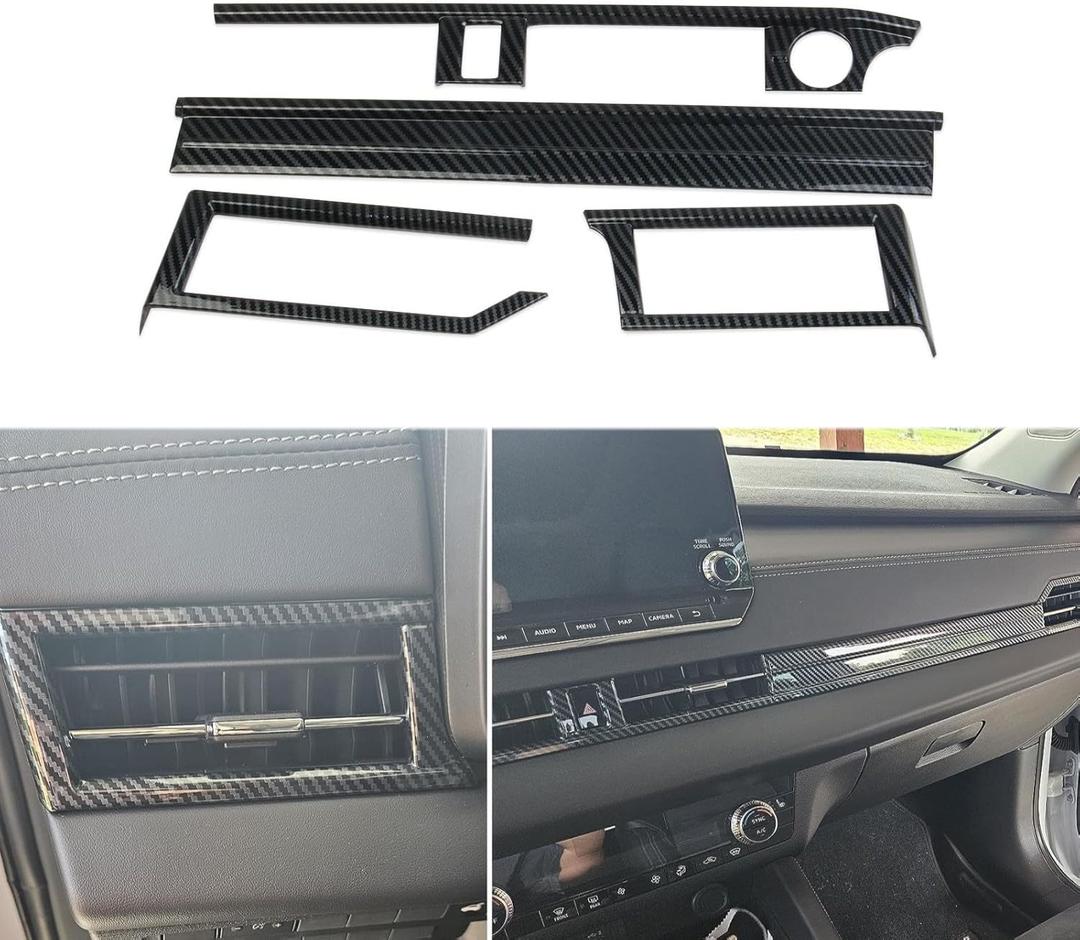 Carbon Fiber Central Control Dashboard Air Vent Panel Cover Trim Accessories for Mitsubishi Outlander 2022-2025