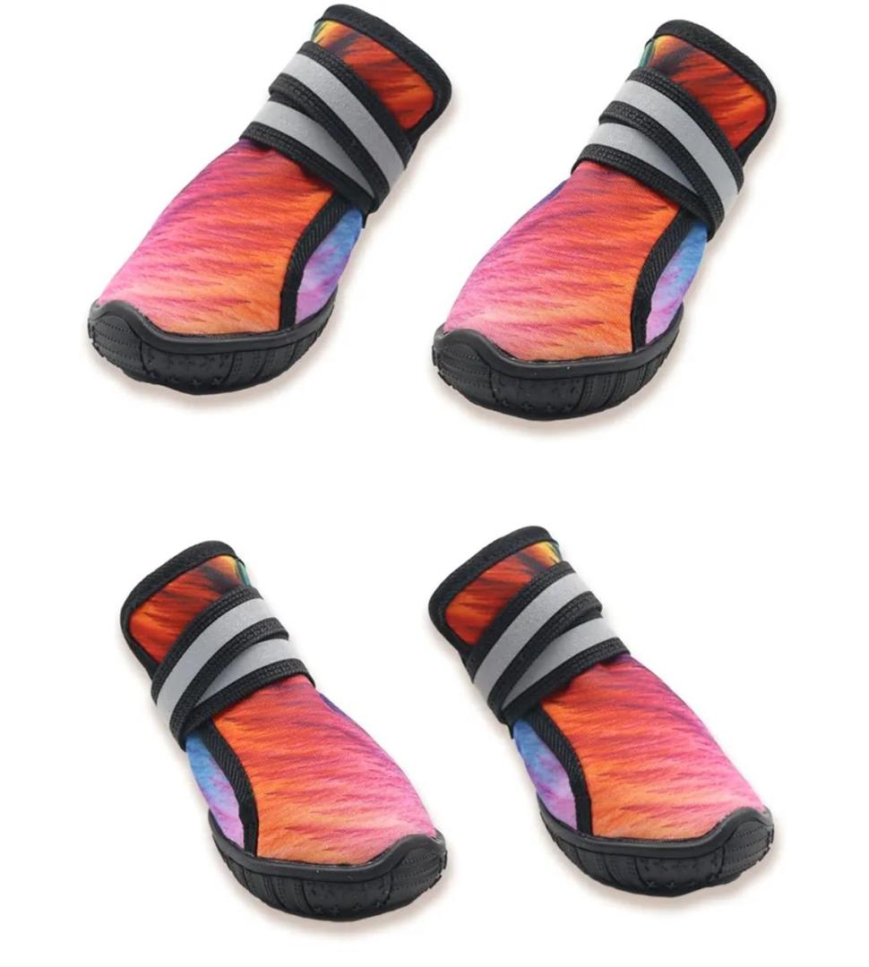 Dog Shoes for Small Medium Large Dogs,Neoprene Dog Booties & Paw Protectors for Hiking Hot Pavement Hardwood Floors,Quick-Drying Fabric Dog Boots W/Perforated Soles for Flowing Water (Red-7)