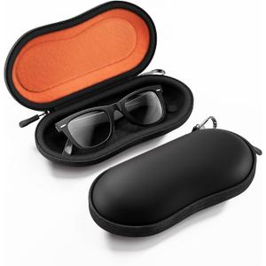 ProCase Sunglasses Case, Hard EVA Shell Shockproof Eyeglass Case for Men Women with Metal Hanging Hook and Velvet Lining, Travel Zipper Sport Glasses Holder Organizer for Gifts- Black