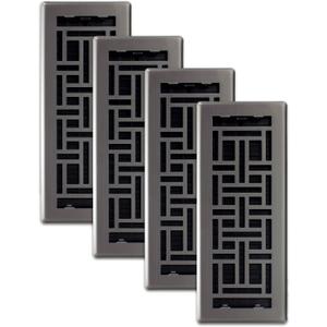 Decor Grates (4-Pack) AJH412-GM Oriental Floor Register, 4x12 Inches, Gun Metal Finish
