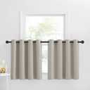 NICETOWN Kitchen Valance Treatment Blackout Tiers for Small Window Short Curtain Farmhouse Grommet Country Window Cover for Living Room/Basement, W52 x L30, 2 Panels, Natural