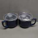 Ceramic Soup Bowl with Handle 32oz Microwave Ramen Bowl with Lid, Soup Mugs & Cups for Cereal, Oatmeal, Ramen, Instant Noodle, Soup Container with Lid - Set of 2 (Vintage Blue)