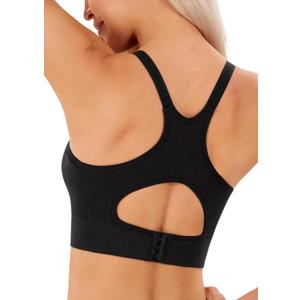 Angelhood Nursing Bras for Breastfeeding, Ribbed Nursing Sports Bra Yoga Maternity Bras Pregnancy Sleep Bralette (Large, Black)