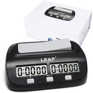 LEAP Chess Clock Digital Chess Timer Professional for Board Games Players Count Up/Down Timer with Alarm Function Black (Official Store)