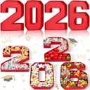 Mooliwe 4 Pcs 2026 Graduation Fillable Numbers for Charcuterie Class of 2026 Cardboard Number Grad Charcuterie Board Serving Trays Graduation Food Box for Tray Party Supplies(Red)
