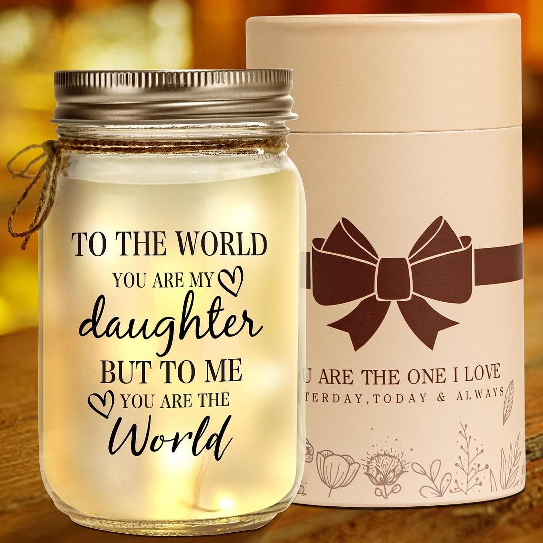 Kenon Mason Jar Night Light Gift for Daughter, Mothers Day Gifts for Daughter from Mom Dad, Home Decoration Lights, Personalized Night Light Birthday Graduation Christmas Gift for Daughter