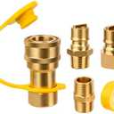 1/2 Natural Gas Quick Connect, Natural Gas Quick Connect Fittings for LP/NG Appliance, Solid Brass Connector Use for Generator, Grill, Fire Pit,BBQ
