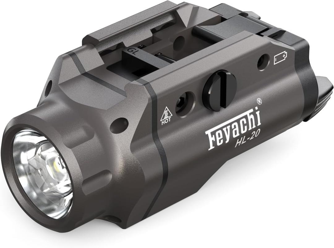 Feyachi HL-20 Pistol Light 1500 Lumen Upgrade LED Weapon Light Compact Rail Mounted Handgun Tactical Flashlight Rail Locating Keys for Picatinny, Gunmetal
