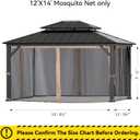 Covered Outdoor Gazebo Mosquito Netting Replacement Universal 4-Panel Sidewalls 12' x 14', Outdoor Gazebo Mosquito Nettings with Double Zipper, Replacement for Patio Canopy, Garden (Mosquito Net Only)