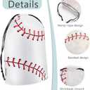 Flutesan 50 Pack 8 x 10 Inch Drawstring Baseball Party Favor Bags Plastic Baseball Snack Goodie Bags Gift Packaging Storage for Birthday Sports Theme Party Supplies