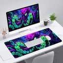 Octopus Desk Mat Gaming Mouse Pad Neon Cthulhu Monster Cool XL Mouse Pad Large Mousepad Extended Laptop Keyboard Mat Gaming Desk Pad Mouse Mat Office Computer Keyboard Laptop Home 31.5"x11.8"