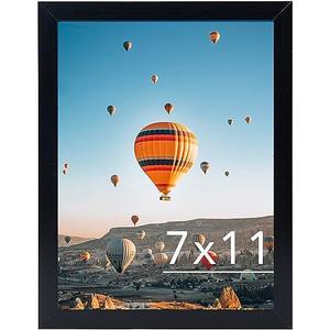 JCJMY 7x11 Picture Frame Black for Wall Hanging or Tabletop- Wall Mounting Horizontally or Vertically, 7 x 11 Wall Gallery Poster Photo Frame for 7 by 11 Photo, Black, Pack of 4