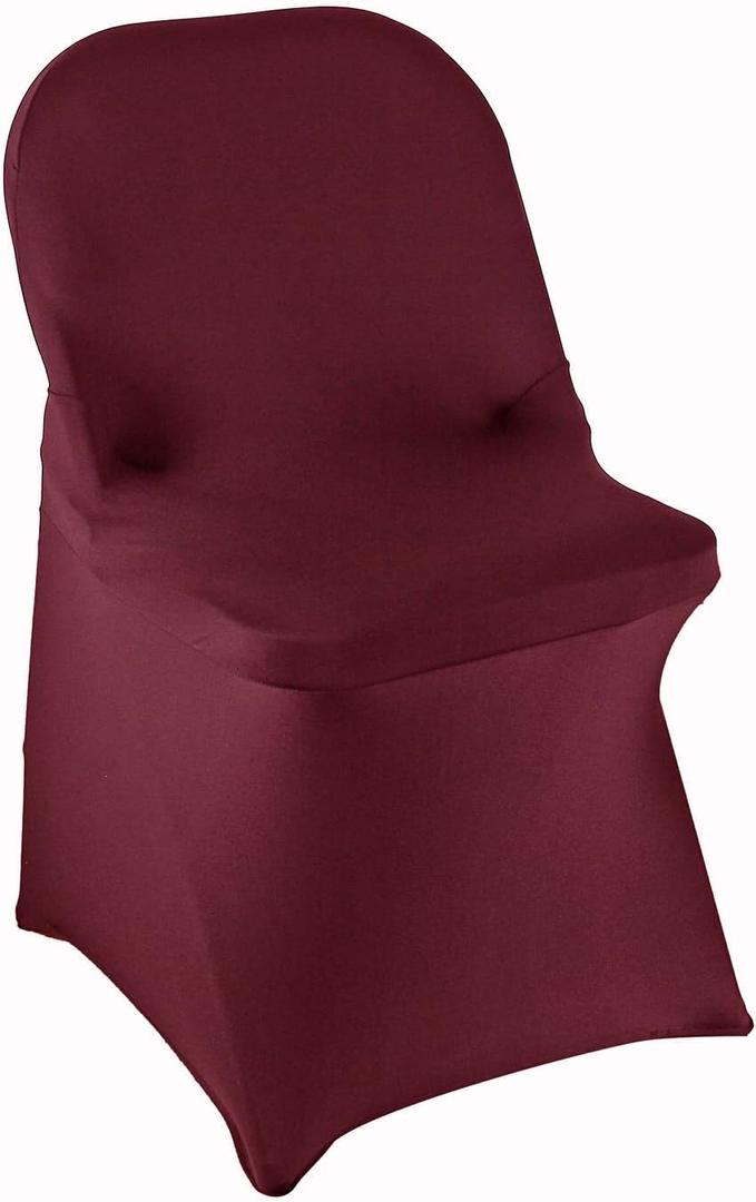 WELMATCH Burgundy Spandex Folding Chair Covers - 50 PCS Weddding Events Party Decoration Stretch Elastic Chair Covers Good (Burgundy, 50)