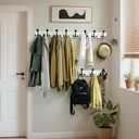 WEBI Coat Rack Wall Mount,43" Solid Wood Coat Hooks Wall Mounted Coat Hanger,16" Hole to Hole,Heavy Duty Hook Rack Rail,8 Triple Hooks for Hanging Coats,Jacket,Clothes,Hat,Backpack,White