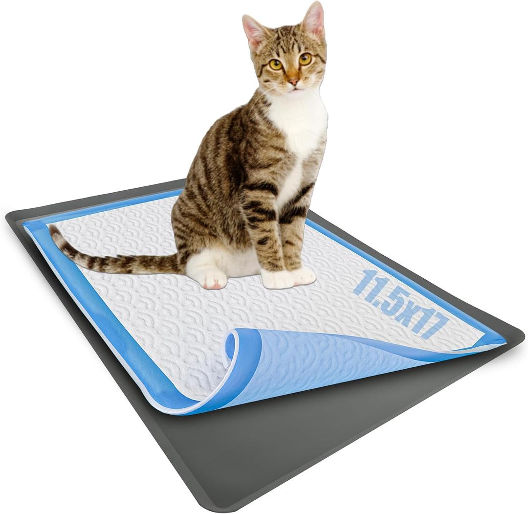 TidyFriend Puppy Pad Holder Tray Fits for 11.5 x 17 Wee Wee Pee Pads - Stable Grip, Raised Edges, Quick-Wipe Silicone Surface Dog Potty Tray Holder for Indoor Flooring Protection (Grey)