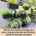 LaLaGreen Wall Hanging Planter Outdoor (4 Pack, 20 Inch) Wall Mounted Self Watering System Window Boxes with Bracket, Black Rectangular Plant Pot Flower Box Container Indoor Modern Herb Kitchen Decor