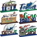 Threehoney 6 Sets Fishing Table Decor Summer 3D Fishing Table Decor Gone Fishing Party Wooden Fishing Theme Centerpieces Fisherman Friends Mas Party Decor for Birthday Baby Shower Party Decorations