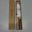 MOELLE Premium Teak Wood Damascus Santoku Knife 7 Blade - VG10 Japanese Damascus Steel 67 Layers, 60+ HRC - Danish Design Kitchen Knife with Elegant Gift Packaging