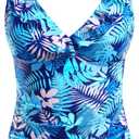 Yonique Women's Tankini Top Only Tummy Control Bathing Suit Top Ruffle Swimsuit Top V Neck Swim Tank Top No Bottom (Medium)