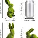 Easter Bunny Decorations, 3 PCS Resin Moss Bunny Figurines Green Faux Flocked Rabbit for Easter Decor Small Decorative Rabbit Statues for Home Decor, Spring Tabletop Centerpiece(Small Moss 3pcs)