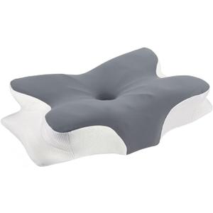 Memory Foam Pillows, Ergonomic Pillow for Neck Pain Relief, Bed Pillow for Sleeping, Cervical Neck Pillow for Side, Back, Stomach Sleeper with Cool Pillowcase, Side Sleeper Pillows for Adults (24.8"L16.7W"5.4"H, Dot White, Cool Grey)