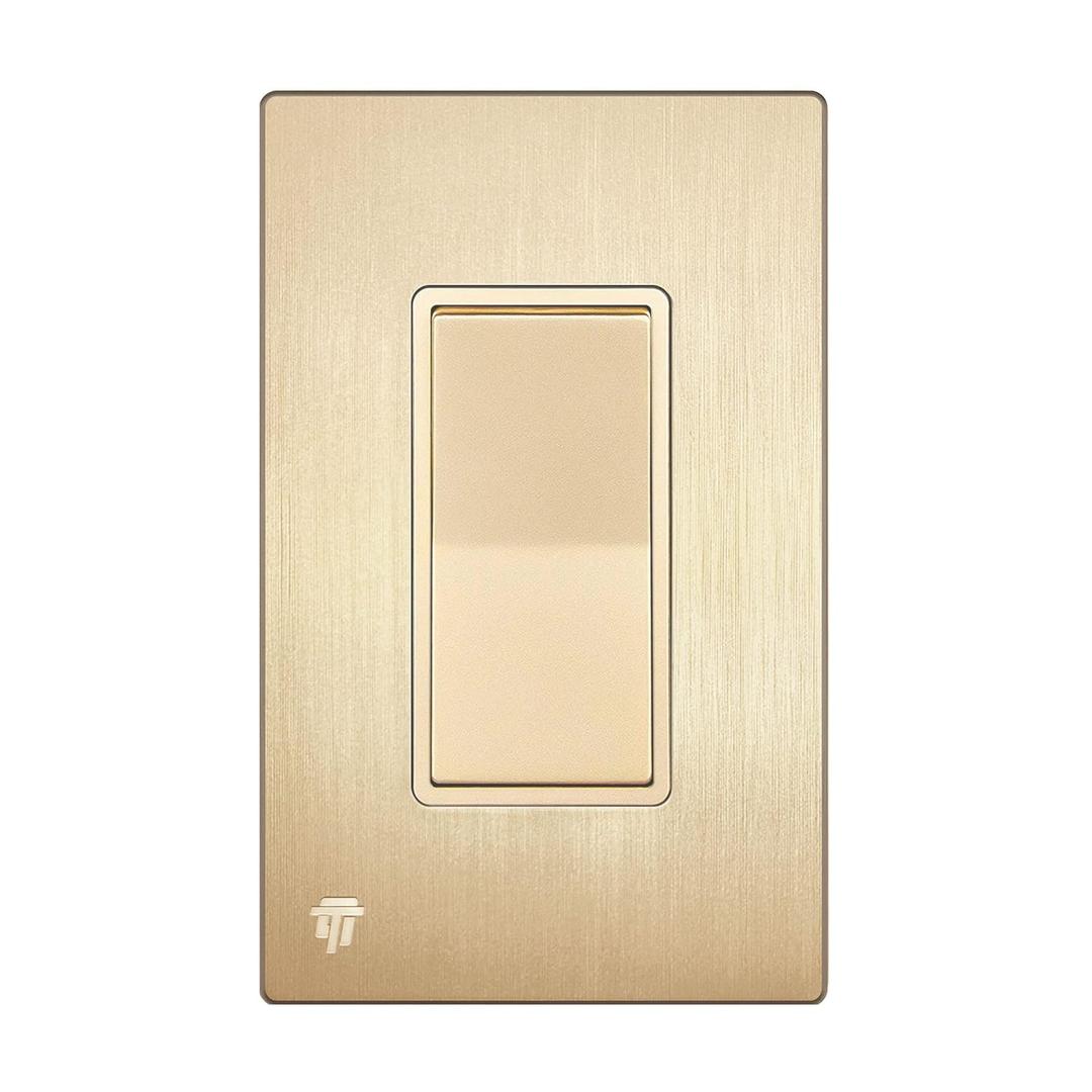 ENERLITES Elite Series Decorator Switch with Brushed Screwless Wall Plate, Paddle Light Switch, 3-Way or Single Pole, 3 Wire, Grounding Screw, Residential Grade, 15A 120V, UL listed, 93150-GDWBP