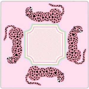 Preppy Hot Pink Leopard Cheetah Mahjong Mat for Table 31.5x31.5 in, Girly Funky Y2K Cheetah Mahjong Table Mat Cover Anti Slip Noise Reduction for Mah Jong Card Board Tile Games